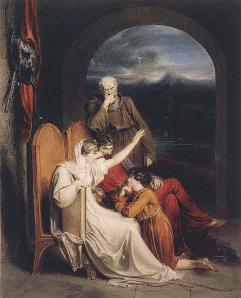 Richard Westall Queen Judith reciting to Alfred the Great (mk47) Sweden oil painting art